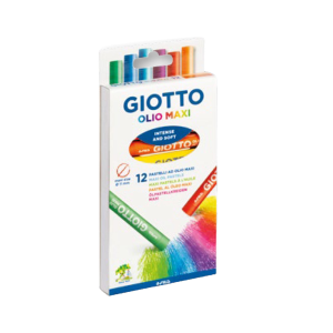 GIOTTO OLIO MAXI PASTELLI AD OLIO 11 mm COLORI ASSORTITI CONF 12 Pz.
